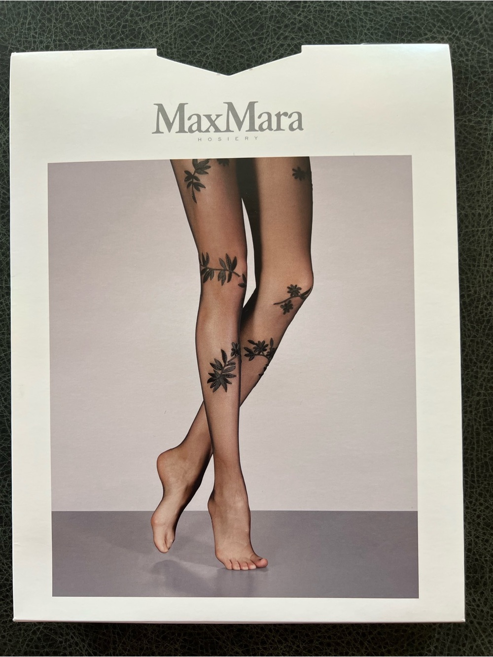 MaxMara Tights Ferrara Pantyhose Floral Rococo Art Design Black Size L